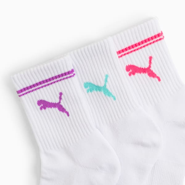 Big Kids' Low Crew Socks [3 Pairs], WHITE / PURPLE, extralarge
